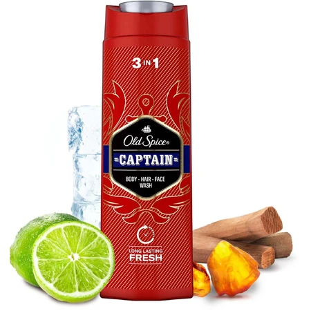 Old Spice Captain Гель для душу та шампунь з нотами сандалу та цитрусових 400 мл: ціни та характеристики