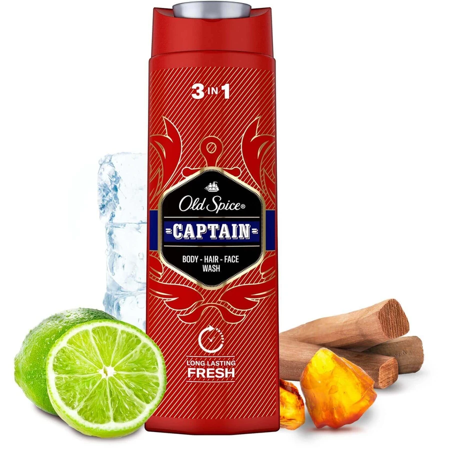 Old Spice Captain Гель для душу та шампунь з нотами сандалу та цитрусових 400 мл: ціни та характеристики