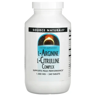 Аргинин, цитруллин (аминокислоты), L-Arginine L-Citrulline, Source Naturals, комплекс, 1000 мг, 240 таблеток