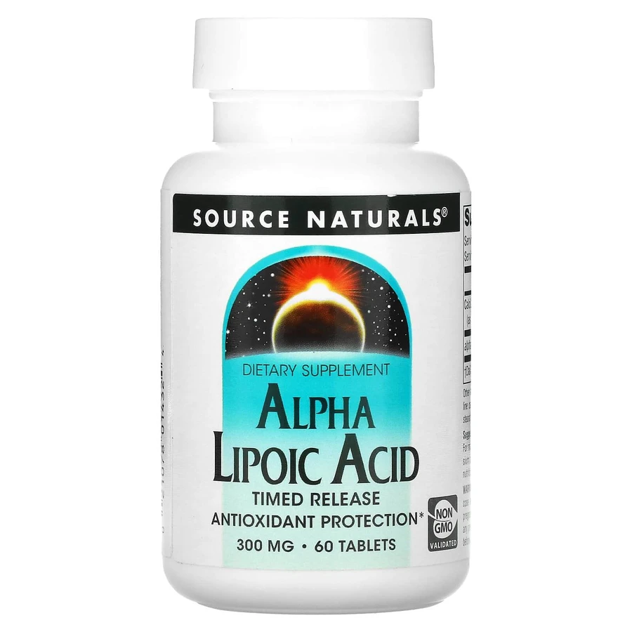 Альфа-липоевая кислота, Alpha Lipoic Acid, Source Naturals, замедленного высвобождения, 300 мг, 60 таблеток: цены и характеристики