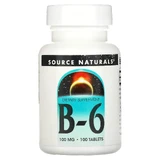 Вітамін В6, Vitamin B-6, Source Naturals, підтримка імунної системи, 100 мг, 100 таблеток