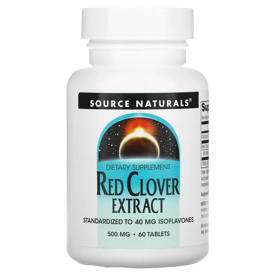 Червона конюшина, Red Clover, Source Naturals, екстракт, 500 мг, 60 таблеток: ціни та характеристики