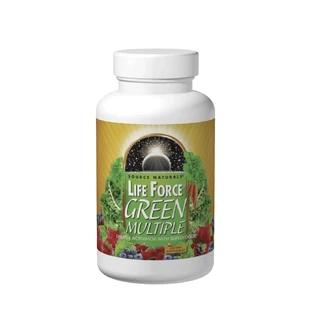 Мультивитамины, Life Force Green Multiple, Source Naturals, активатор энергии с суперпродуктами, 45 таблеток