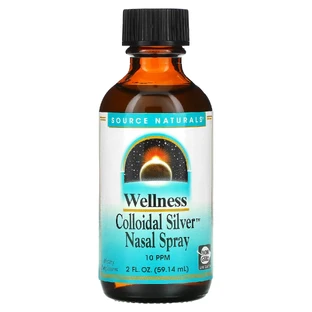 Коллоидное серебро, Colloidal Silver, Source Naturals, Wellness, спрей, 10 PPM, 59.14 мл