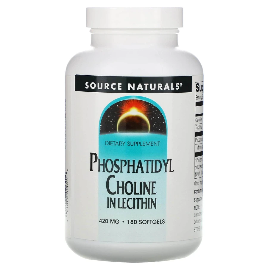 Фосфатидилхолин в лецитине, Phosphatidyl Choline, Source Naturals, 420 мг, 180 капсул: цены и характеристики