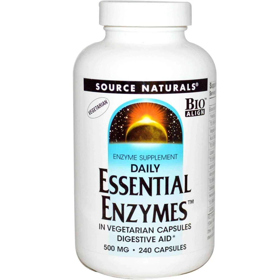 Ферменти для травлення, Essential Enzymes, Source Naturals, вегетаріанські, 500 мг, 240 капсул: ціни та характеристики
