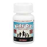 Витамин Д3 для детей, Kids D-3 400 IU, Source Naturals, вкус вишни, 100 быстрорастворимых таблеток