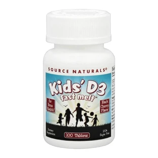 Витамин Д3 для детей, Kids D-3 400 IU, Source Naturals, вкус вишни, 100 быстрорастворимых таблеток
