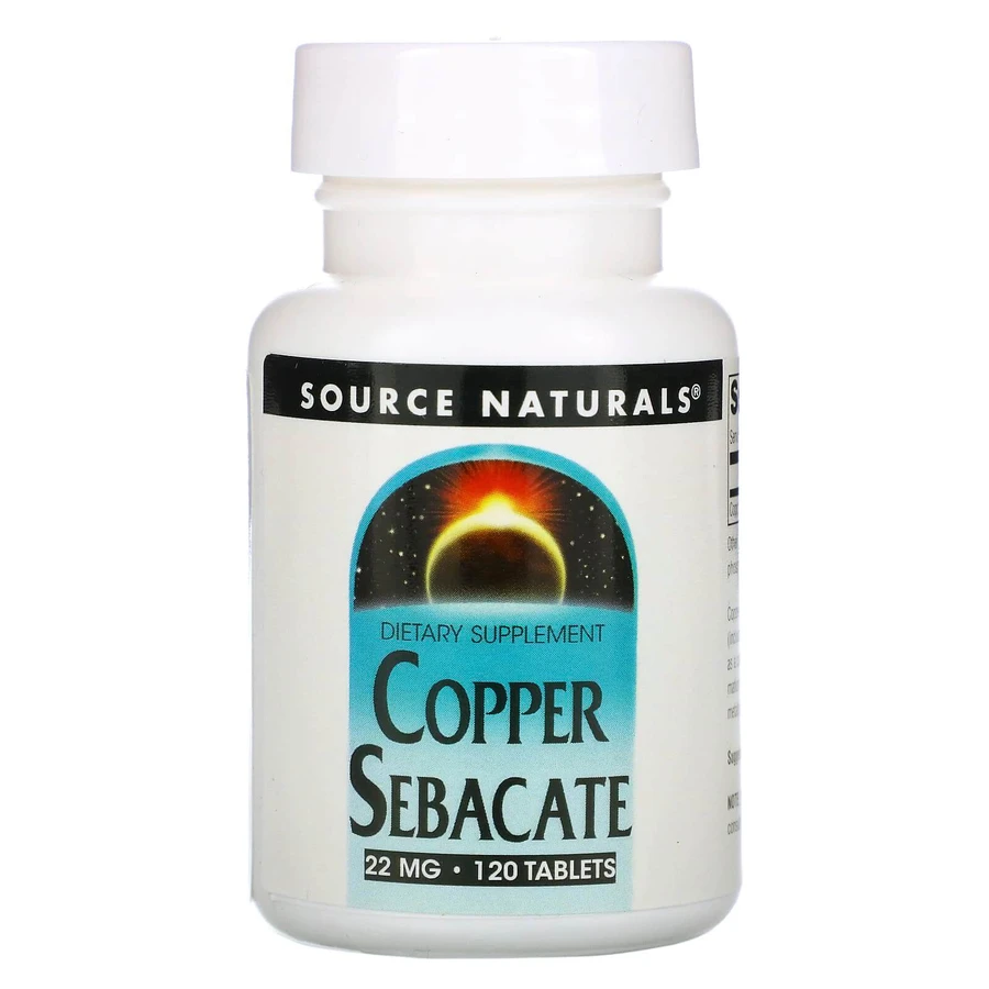 Медь (Copper Sebacate), Source Naturals, 22 мг, 120 таблеток: цены и характеристики