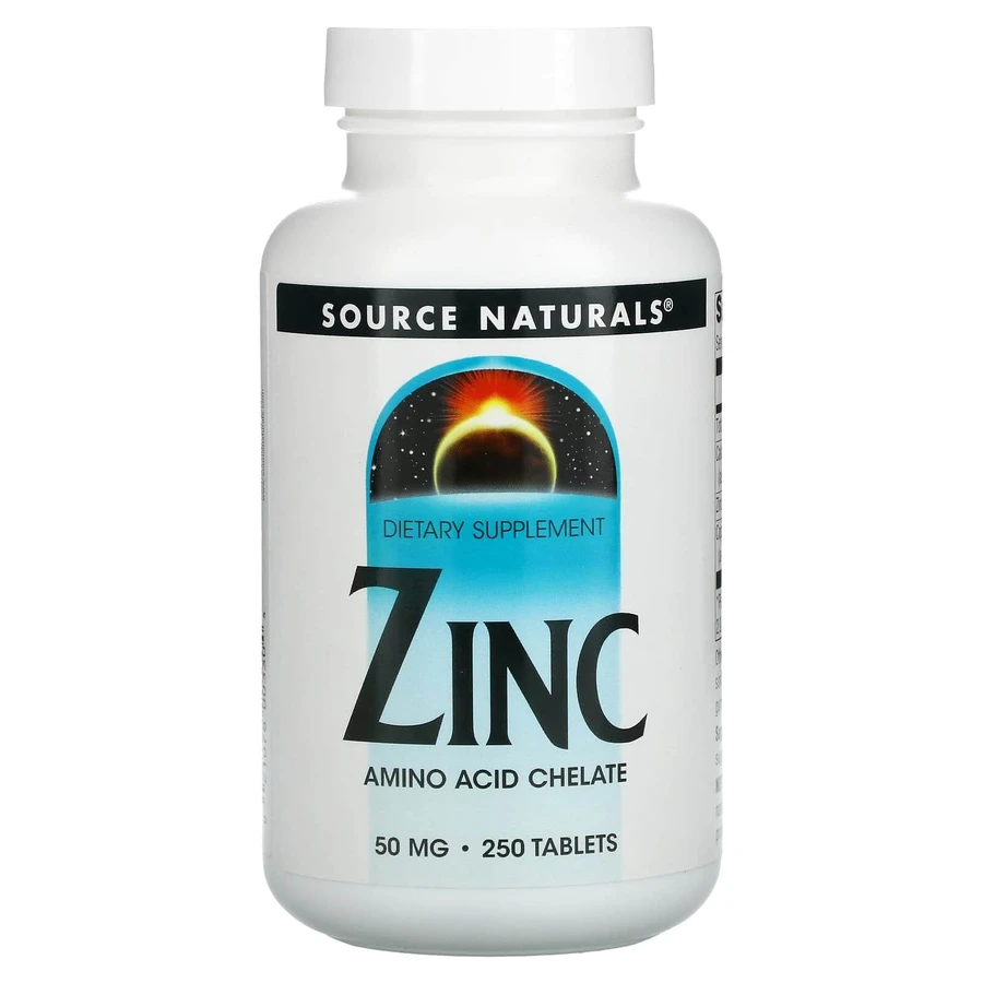 Цинк хелат, Zinc, Source Naturals, 50 мг, 250 таблеток: цены и характеристики