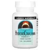 Витамин В-12 (гидроксикобаламин), HydroxoCobalamin, Source Naturals, вкус вишни, 1 мг, 240 таблеток для рассасывания