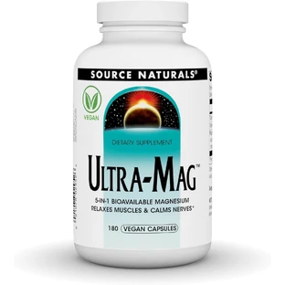 Магній ультра, Ultra-Mag, Source Naturals, 5-в-1, розслаблює м'язи та заспокоює нерви, 180 веганських капсул