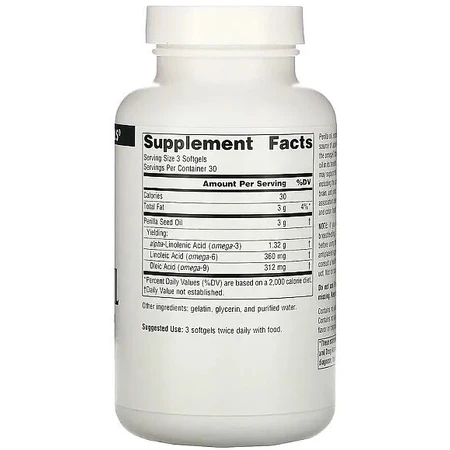 Масло периллы, Perilla Oil, Source Naturals, 1000 мг, 90 капсул: цены и характеристики