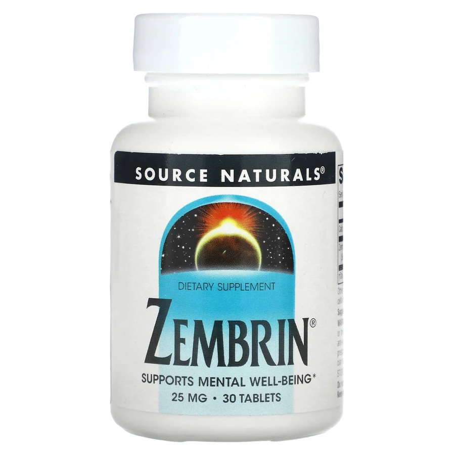 Поддержка психического благополучия, Zembrin, Source Naturals, 25 мг, 30 таблеток: цены и характеристики