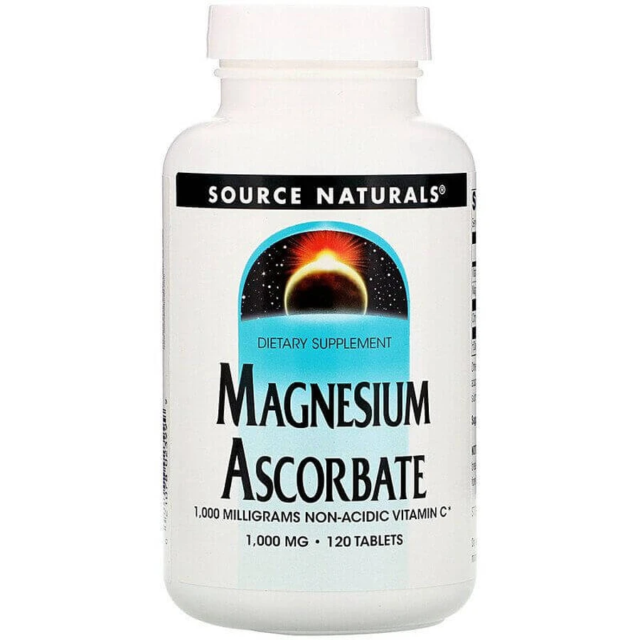 Магний аскорбат, Magnesium Ascorbate, Source Naturals, 1000 мг, 120 таблеток: цены и характеристики