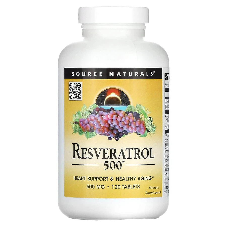 Ресвератрол, Resveratrol, Source Naturals, 500 мг, 120 таблеток: цены и характеристики