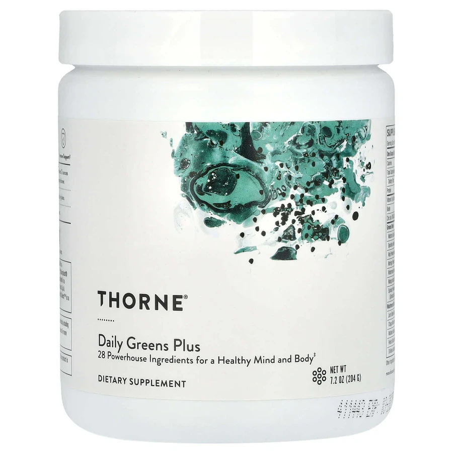 Суперфуд, Daily Greens Plus, Thorne, для здоровья разума и тела, 204 г: цены и характеристики