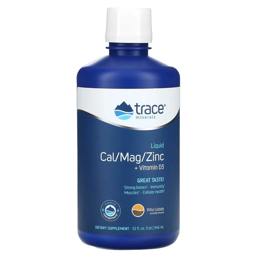 Жидкий кальций, магний, цинк, Cal/Mag/Zinc, Trace Minerals Research, 1200 мг/600 мг/15 мг, 946 мл: цены и характеристики