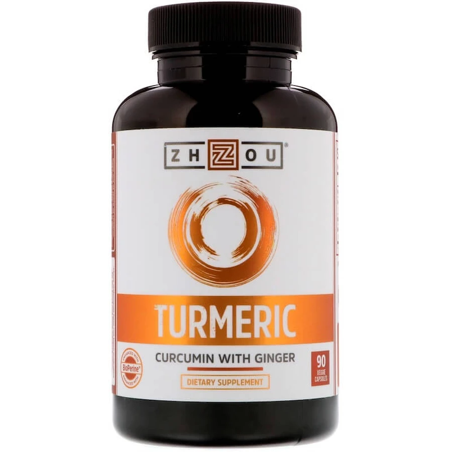 Куркума + імбир, Turmeric, Zhou Nutrition, 90 вегетаріанських капсул: ціни та характеристики