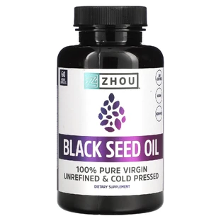 Масло чорного кмину, Black Seed Oil, Zhou Nutrition, 60 вегетаріанських капсул