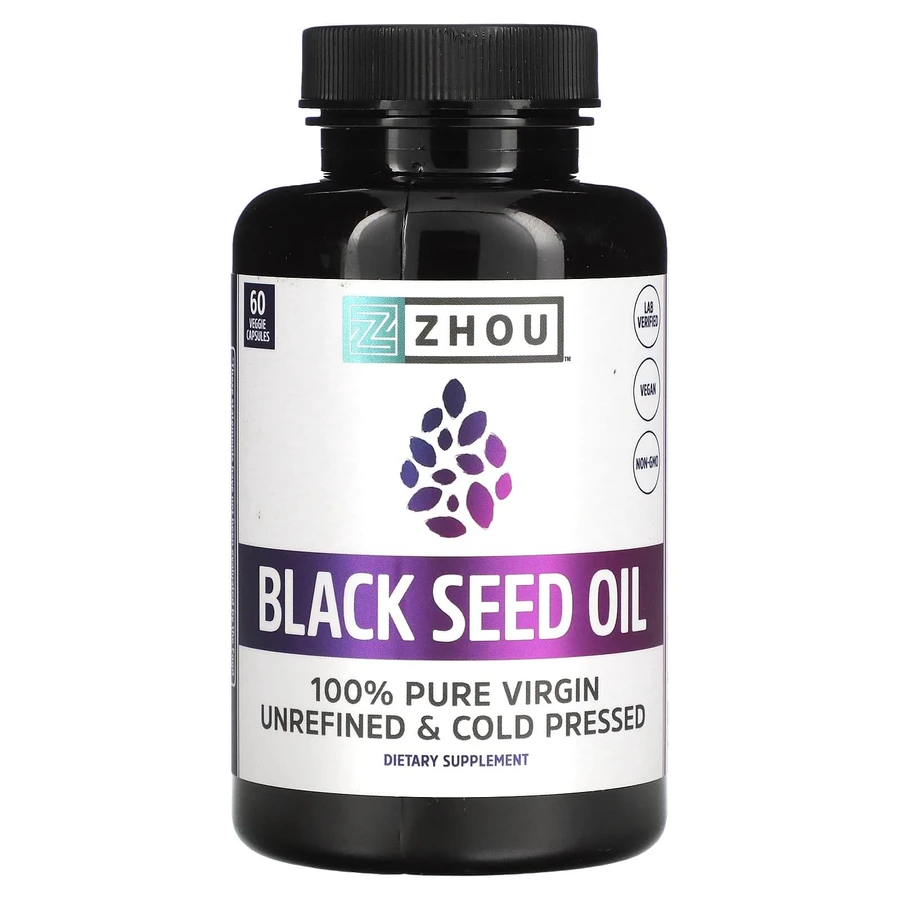 Масло чорного кмину, Black Seed Oil, Zhou Nutrition, 60 вегетаріанських капсул: ціни та характеристики