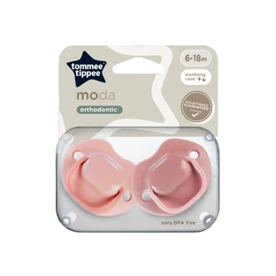 Пустушка ортодонтична Moda, 6-18 місяців, 2 штуки, рожева, Tommee Tippee