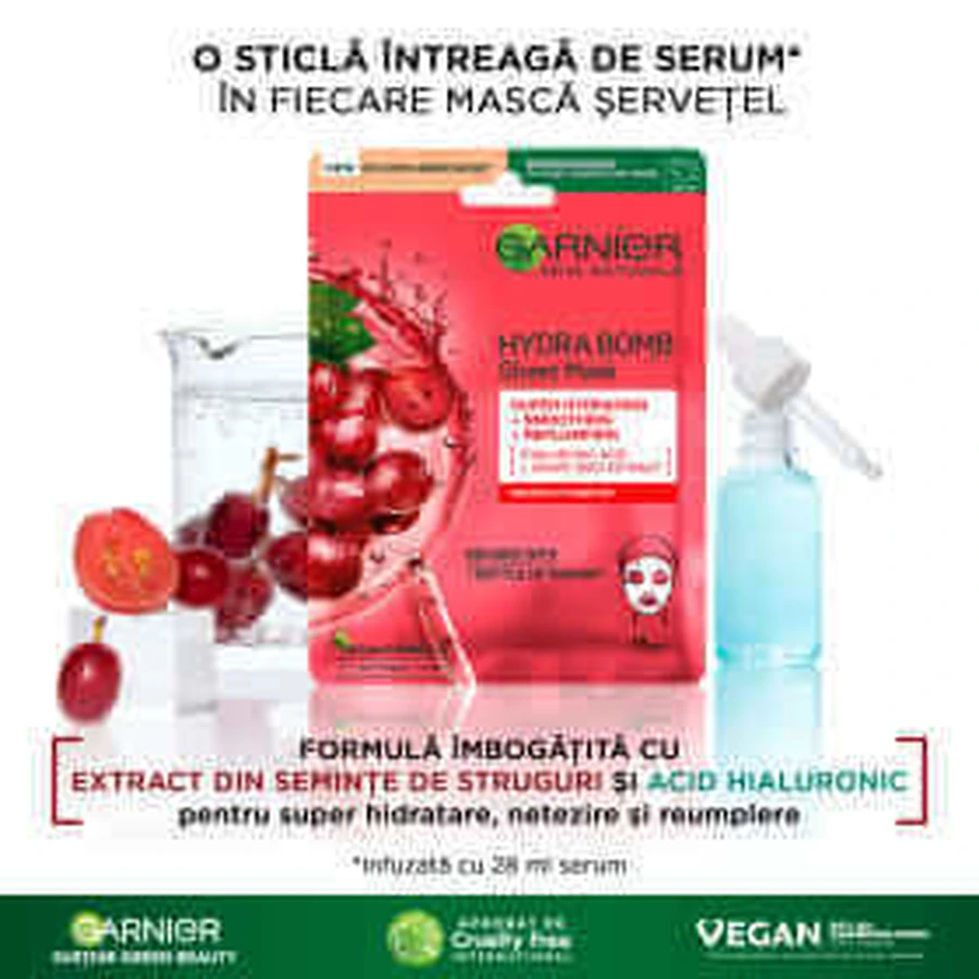Garnier Skin Naturals Маска для лица с виноградными косточками и гиалуроновой кислотой, 1 шт.: цены и характеристики