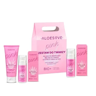 Набір для обличчя Aloesove Pink Face Kit, лосьйон для обличчя з демакіяжем, 75 мл + скраб для обличчя, 50 мл + омолоджуючий нічний крем, 50 мл