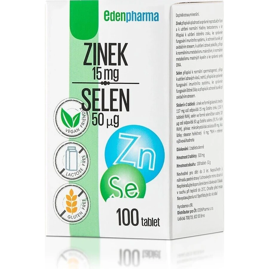 EDENPharma ZINOC 15 мг + СЕЛЕН 50 мкг 1×100 табл.: ціни та характеристики