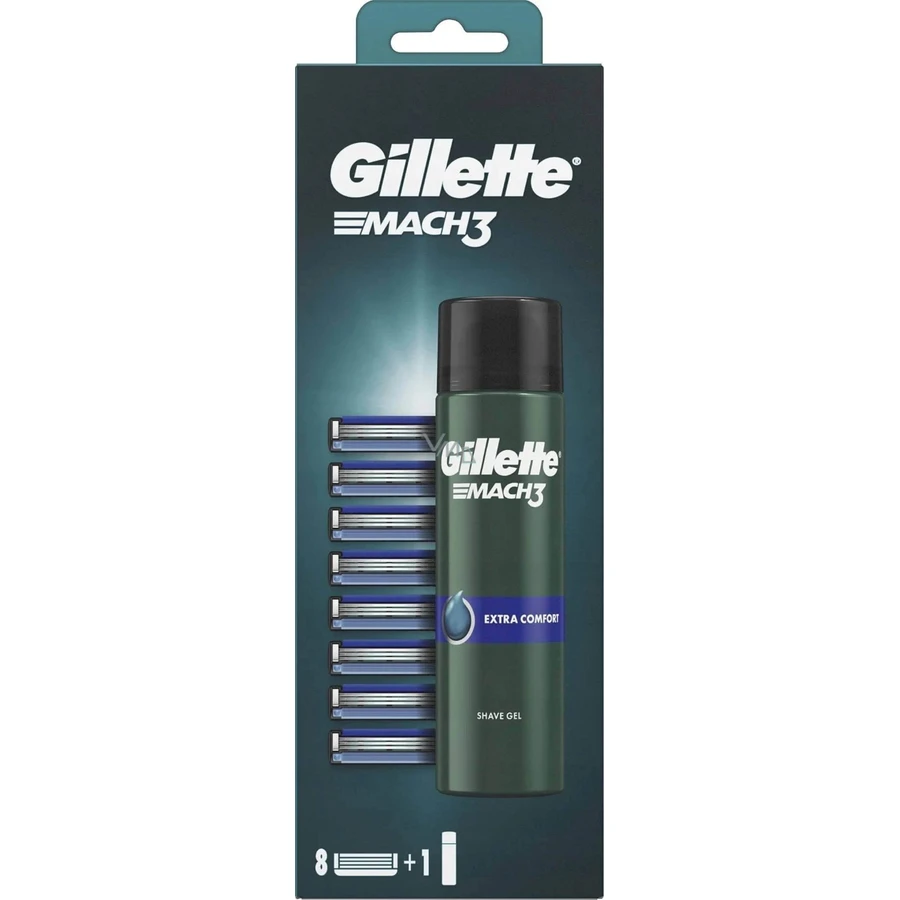 Набір GILLETTE Mach3 8NH + ГЕЛЬ для гоління 1×1, 8 змінних головок + гель 200 мл: ціни та характеристики