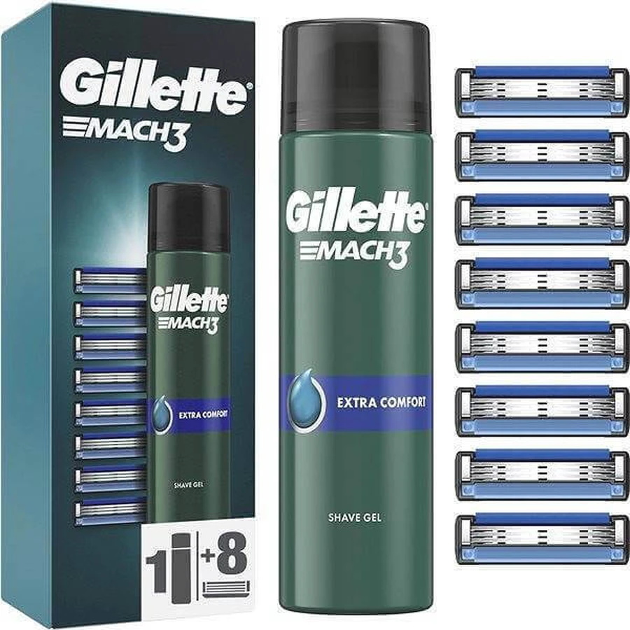Набір GILLETTE Mach3 8NH + ГЕЛЬ для гоління 1×1, 8 змінних головок + гель 200 мл: ціни та характеристики