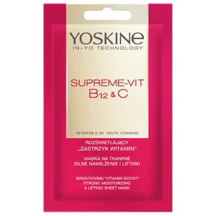 Yoskine Supreme-Vit B12 + C, тканевая маска, сильное увлажнение и лифтинг, 1 шт.