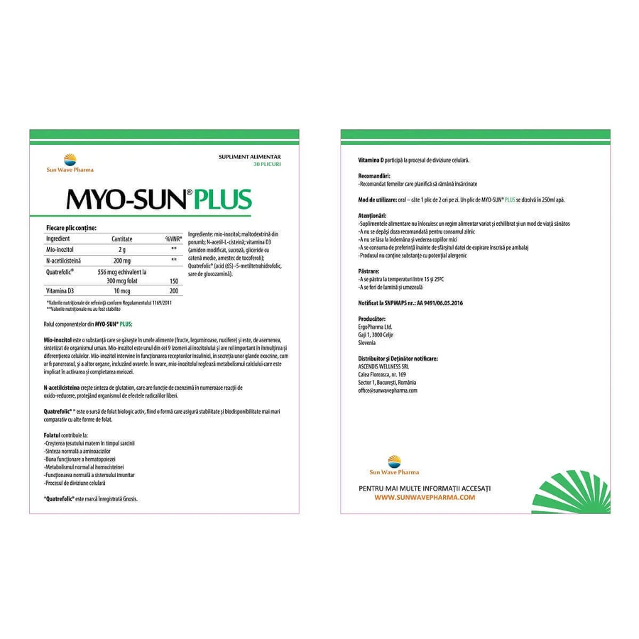 Myo-Sun Plus Sun Wave Pharma, 30 саше: цены и характеристики
