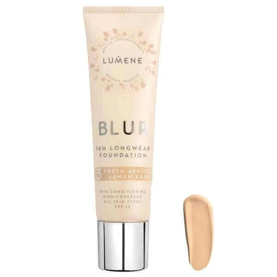 Lumene Blur 16h Longwear Foundation SPF15 Розгладжуючий тональний крем для обличчя 3 Fresh Apricot, 30 мл: ціни та характеристики
