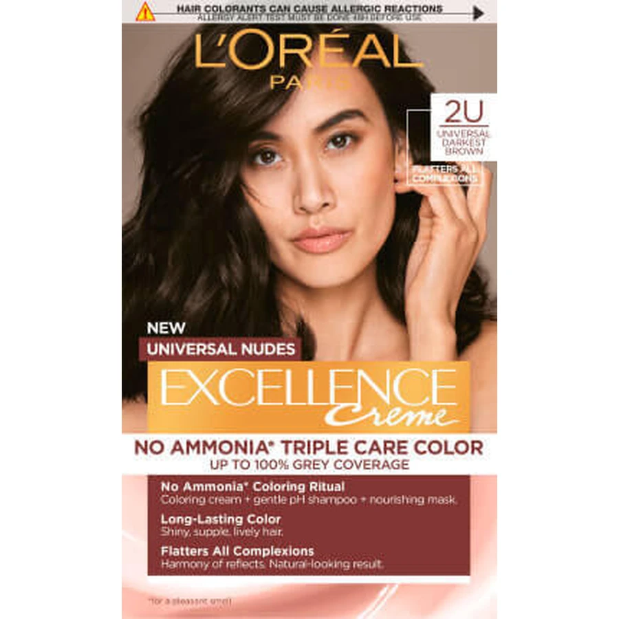Loreal Paris EXCELLENCE CREME Перманентный цвет 2U темно-коричневый, 1 шт.: цены и характеристики