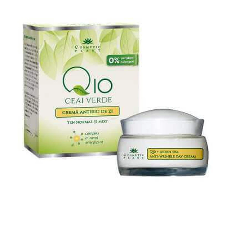 Денний крем проти зморшок із зеленим чаєм Q10, 50 мл, Cosmetic Plant: ціни та характеристики