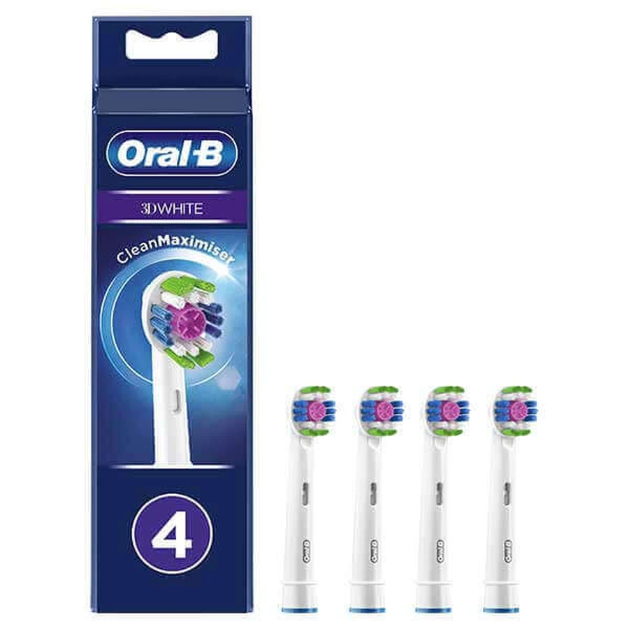 Oral-B 3D White, змінні щетинки для електричної зубної щітки Clean Maximiser, EB4 3DW, 4 штуки: ціни та характеристики