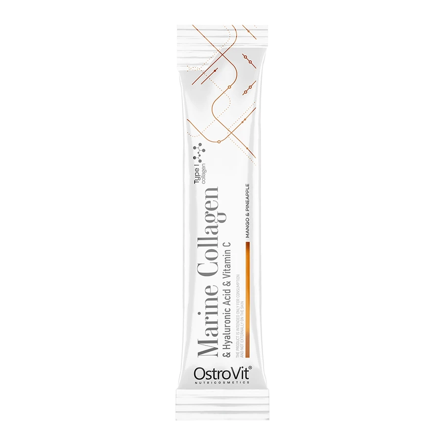 Морской коллаген + Гиалуроновая кислота + Витамин С OstroVit Marine Collagen + Hyaluronic Acid + Vitamin, со вкусом кокоса и персика, порошок 5 г, 30 пакетиков: цены и характеристики