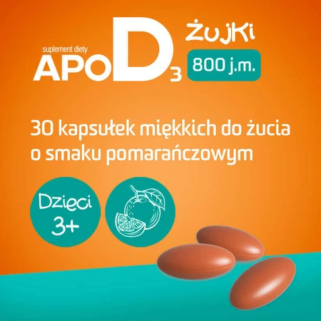 Набор ApoD3 ujki, витамин D3 800 МЕ для детей старше 3 лет, апельсиновый вкус, 2 x 30 микрокапсул + ApoD3 Max 4000 МЕ, 60 капсул: цены и характеристики