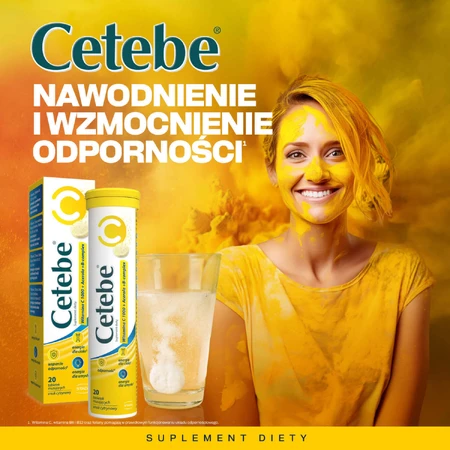 Cetebe Вітамін С 1000 + ацерола + В-комплекс, лимонний смак, 20 шипучих таблеток: ціни та характеристики