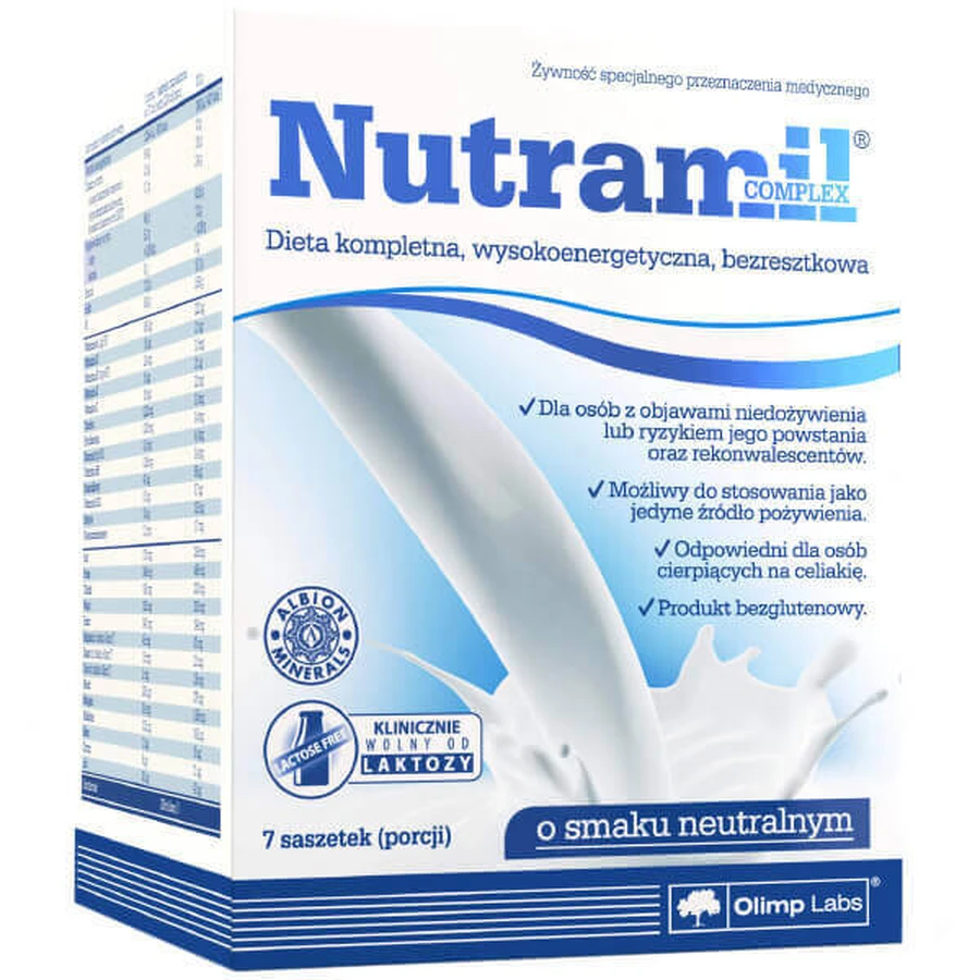 Olimp Nutramil Complex, питательный препарат, нейтральный вкус, 72 г x 7 пакетиков: цены и характеристики
