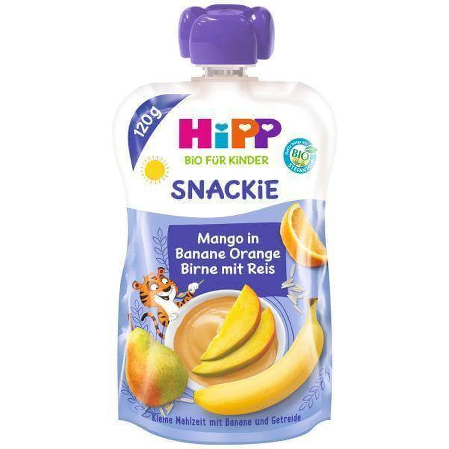 HiPP BIO KINDER Банан Апельсин Груша Груша Манго Рис 1×120 г, фрукти та злаки, 12м+.: ціни та характеристики