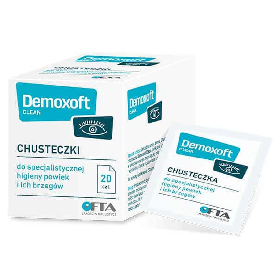 Серветки Demoxoft Clean для спеціалізованого догляду та очищення повік 20 шт.: ціни та характеристики
