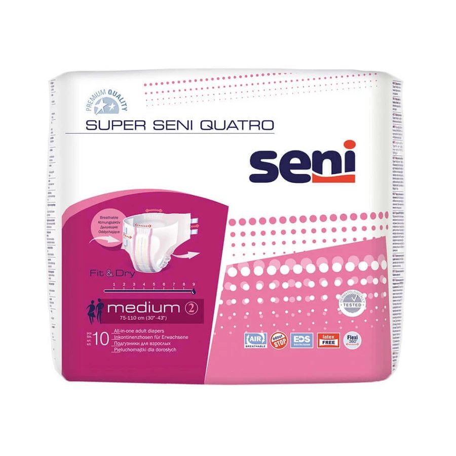 Підгузки для дорослих Seni Super Quatro Medium, 10 шт.: ціни та характеристики