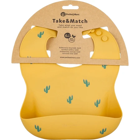 Petite&Mars Силіконовий нагрудник Take&Match Ochre Cacti 6m+: ціни та характеристики