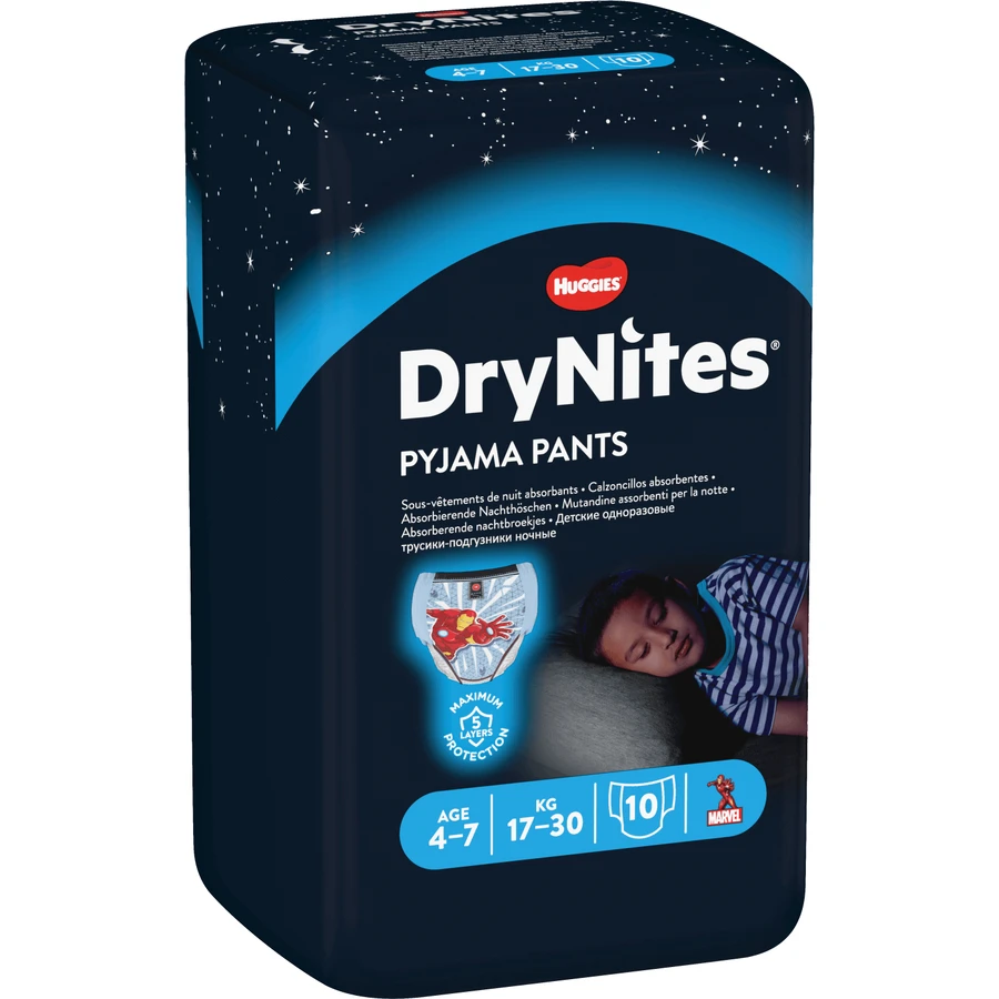 Huggies® Dry Nites середні для хлопчиків 17-30 кг 10 шт.: ціни та характеристики