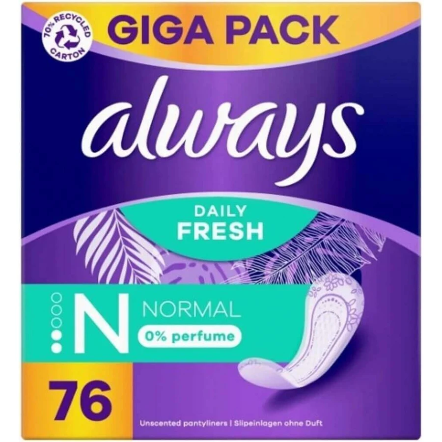 Always Intimates 76шт Нормальний свіжий аромат 1×74 шт, інтимні гігієнічні прокладки: ціни та характеристики