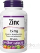 WEBBER NATURALS Цинк 15 мг 1×90 табл, пищевая добавка