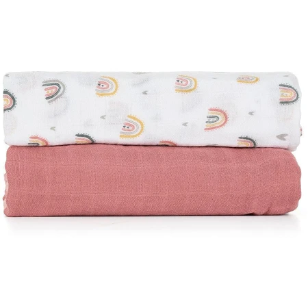 Ковдра з бамбукового мусліну Petite&Mars Misty Rose Rainbow 2в1, 120 х 120 см 2 шт: ціни та характеристики