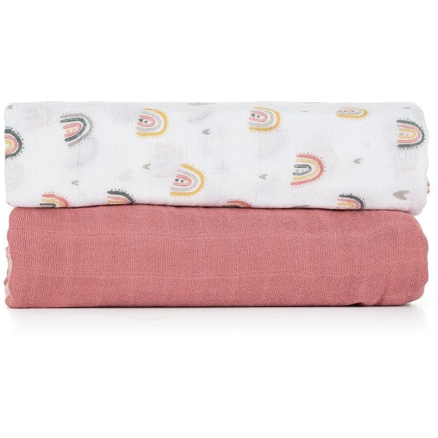 Ковдра з бамбукового мусліну Petite&Mars Misty Rose Rainbow 2в1, 120 х 120 см 2 шт: ціни та характеристики